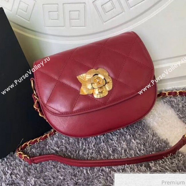 Chanel Vintage Camellia Saddle Flap Bag A57910 Red 2019 (XXY-9032613)