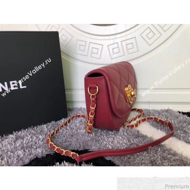 Chanel Vintage Camellia Saddle Flap Bag A57910 Red 2019 (XXY-9032613)