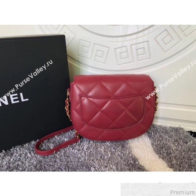 Chanel Vintage Camellia Saddle Flap Bag A57910 Red 2019 (XXY-9032613)