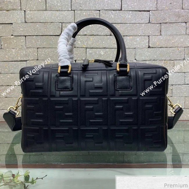 Fendi Lambskin FF Square-shaped Small Boston Top Handle Bag Black 2019 (AFEI-9032618)