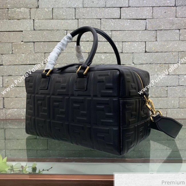 Fendi Lambskin FF Square-shaped Small Boston Top Handle Bag Black 2019 (AFEI-9032618)