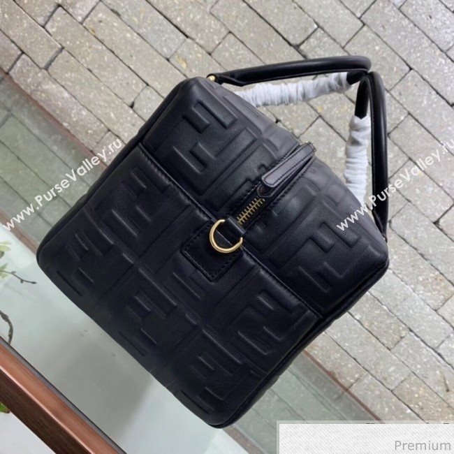 Fendi Lambskin FF Square-shaped Small Boston Top Handle Bag Black 2019 (AFEI-9032618)