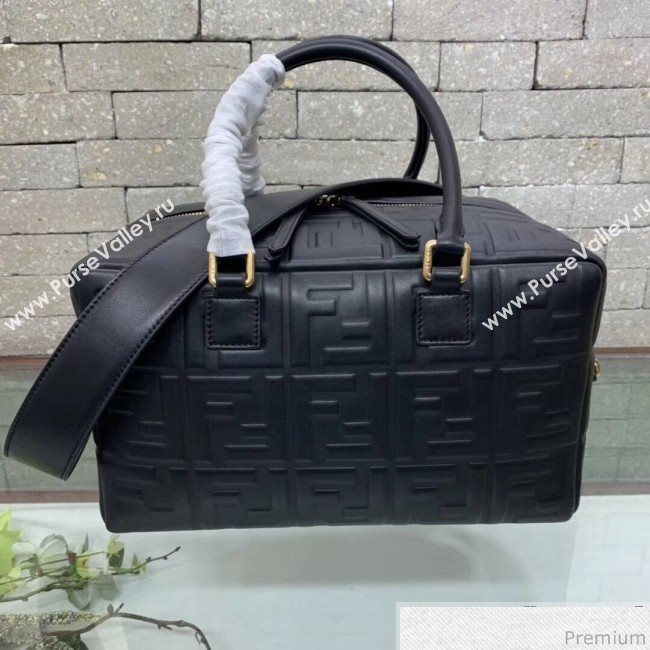 Fendi Lambskin FF Square-shaped Small Boston Top Handle Bag Black 2019 (AFEI-9032618)