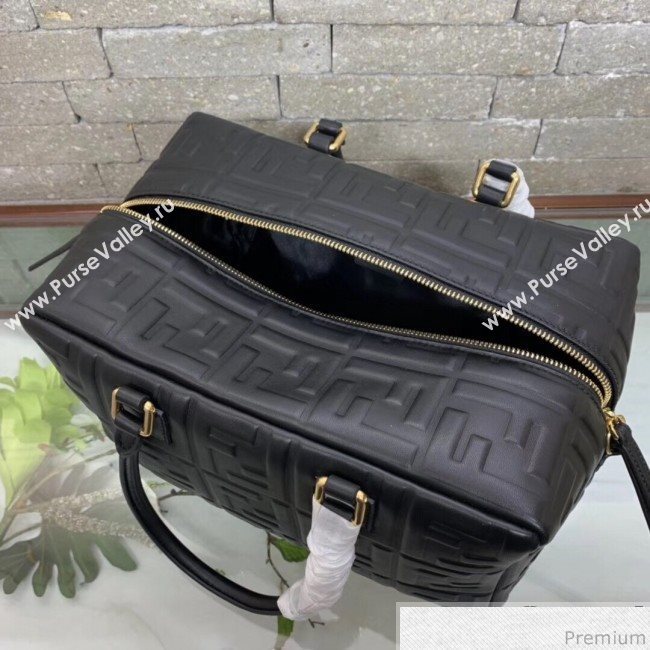 Fendi Lambskin FF Square-shaped Small Boston Top Handle Bag Black 2019 (AFEI-9032618)