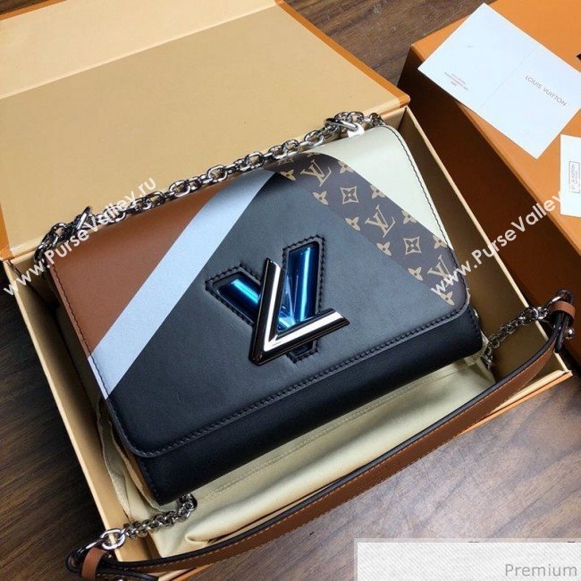 Louis Vuitton Twist Denim MM Chain Bag M50280 Black 2019 (LVSJ-9032204)