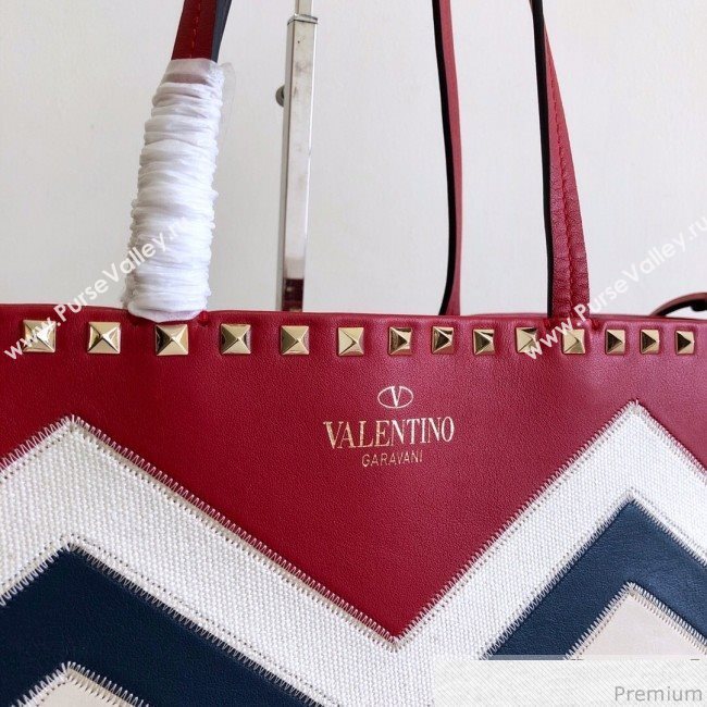 Valentino Large Chevron Rockstud Shopping Tote Bag Red 2019 (JJ3-9032707)