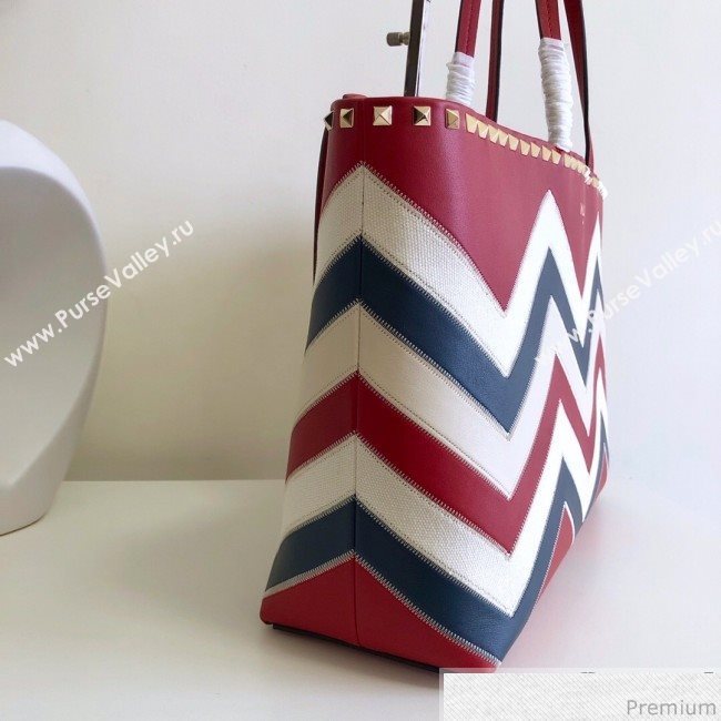 Valentino Large Chevron Rockstud Shopping Tote Bag Red 2019 (JJ3-9032707)