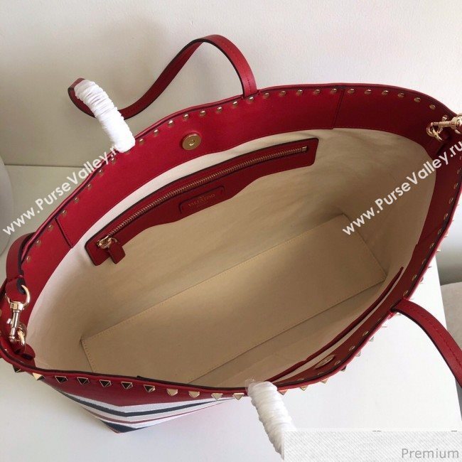 Valentino Large Chevron Rockstud Shopping Tote Bag Red 2019 (JJ3-9032707)