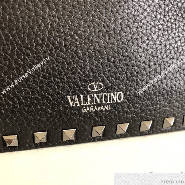 Valentino Rockstud Rolling Grained Camera Shoulder Bag Black/Silver 2019 (JJ3-9032712)
