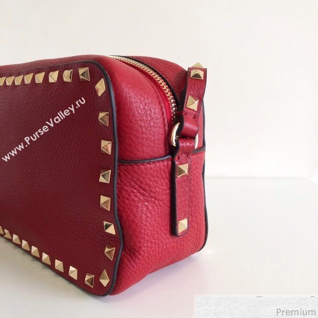 Valentino Rockstud Rolling Grained Camera Shoulder Bag Red 2019 (JJ3-9032714)