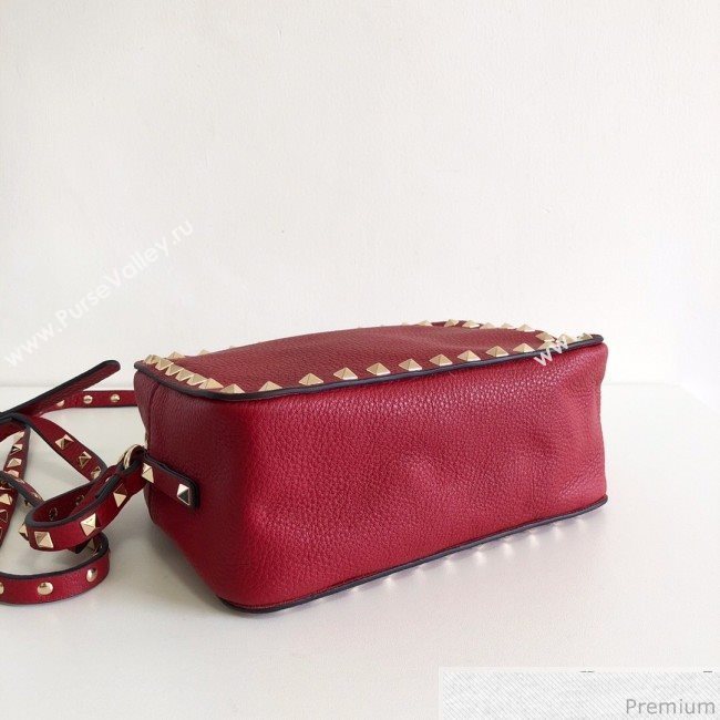 Valentino Rockstud Rolling Grained Camera Shoulder Bag Red 2019 (JJ3-9032714)