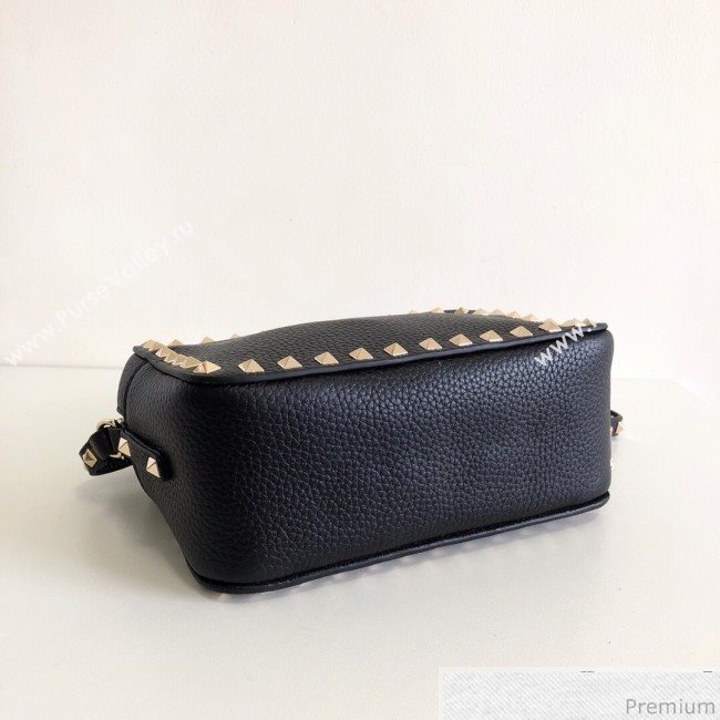 Valentino Rockstud Rolling Grained Camera Shoulder Bag Black/Gold 2019 (JJ3-9032713)