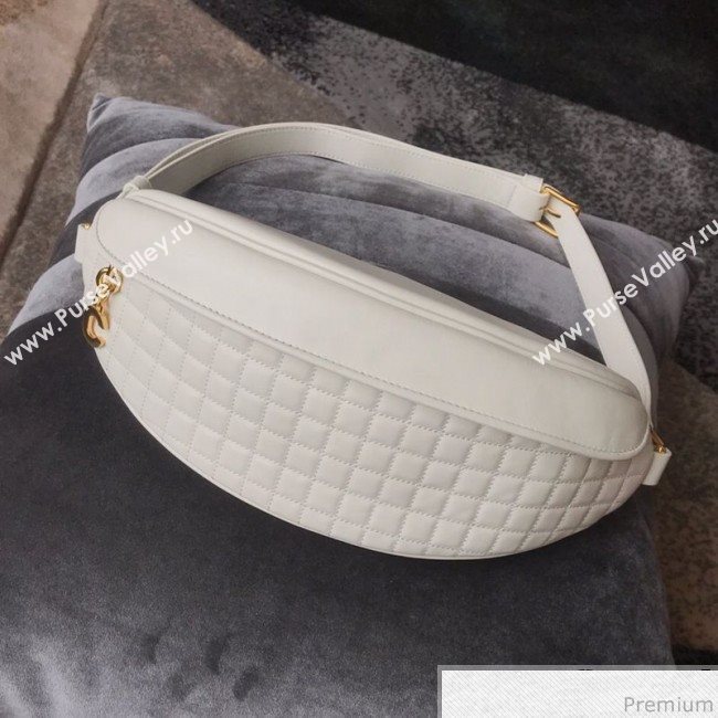 Celine Small Belt Bag C Charm in Quilted Calfskin 188153 White 2019 (JDP-9032716)