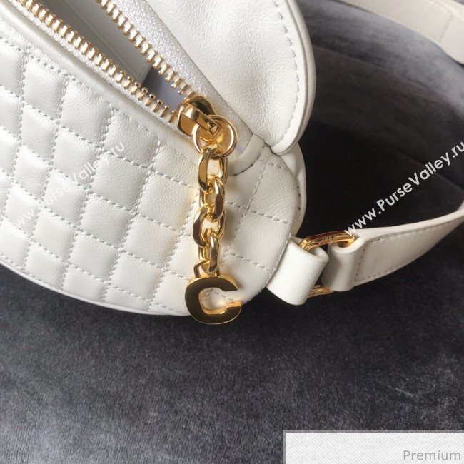 Celine Small Belt Bag C Charm in Quilted Calfskin 188153 White 2019 (JDP-9032716)