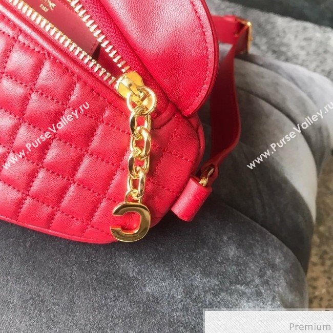 Celine Small Belt Bag C Charm in Quilted Calfskin 188153 Red 2019 (JDP-9032717)