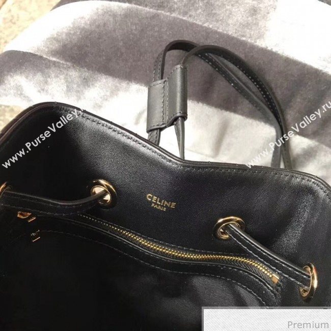 Celine Small C Charm Bucket Shoulder Bag/Backpack in Quilted Calfskin 188373 Black 2019 (JDP-9032718)