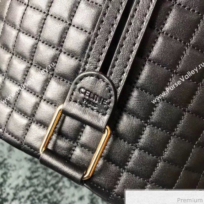 Celine Small C Charm Bucket Shoulder Bag/Backpack in Quilted Calfskin 188373 Black 2019 (JDP-9032718)