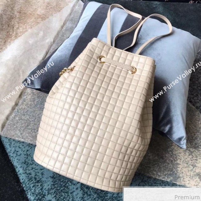 Celine Small C Charm Bucket Shoulder Bag/Backpack in Quilted Calfskin 188373 Nude 2019 (JDP-9032720)