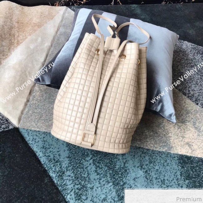 Celine Small C Charm Bucket Shoulder Bag/Backpack in Quilted Calfskin 188373 Nude 2019 (JDP-9032720)