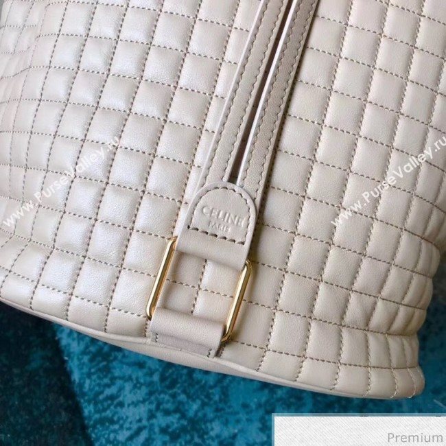 Celine Small C Charm Bucket Shoulder Bag/Backpack in Quilted Calfskin 188373 Nude 2019 (JDP-9032720)