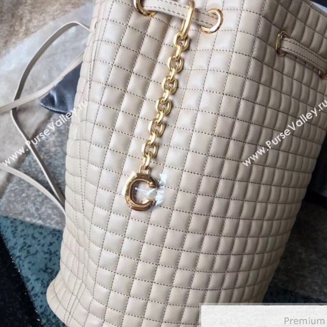 Celine Small C Charm Bucket Shoulder Bag/Backpack in Quilted Calfskin 188373 Nude 2019 (JDP-9032720)