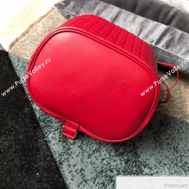 Celine Small C Charm Bucket Shoulder Bag/Backpack in Quilted Calfskin 188373 Red 2019 (JDP-9032719)