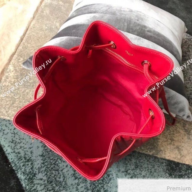 Celine Small C Charm Bucket Shoulder Bag/Backpack in Quilted Calfskin 188373 Red 2019 (JDP-9032719)