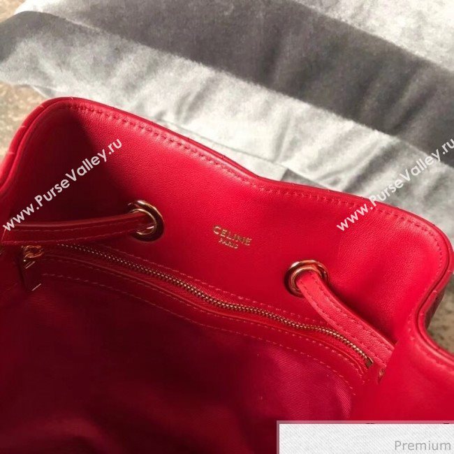Celine Small C Charm Bucket Shoulder Bag/Backpack in Quilted Calfskin 188373 Red 2019 (JDP-9032719)