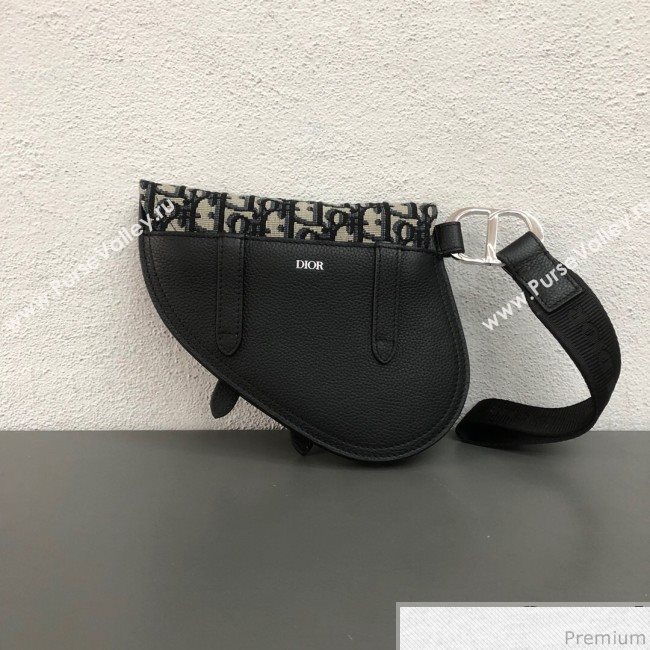 Dior Saddle Clutch in Blue Oblique Jacquard Canvas and Black Leather (WEIP-9032721)