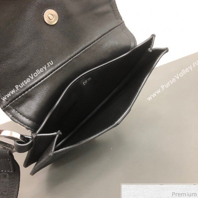 Dior Saddle Clutch in Blue Oblique Jacquard Canvas and Black Leather (WEIP-9032721)