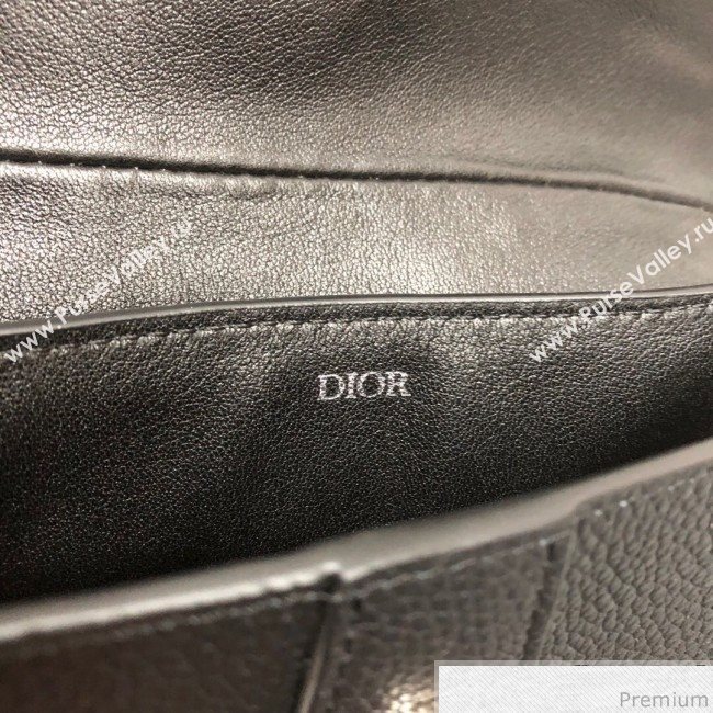 Dior Saddle Clutch in Blue Oblique Jacquard Canvas and Black Leather (WEIP-9032721)