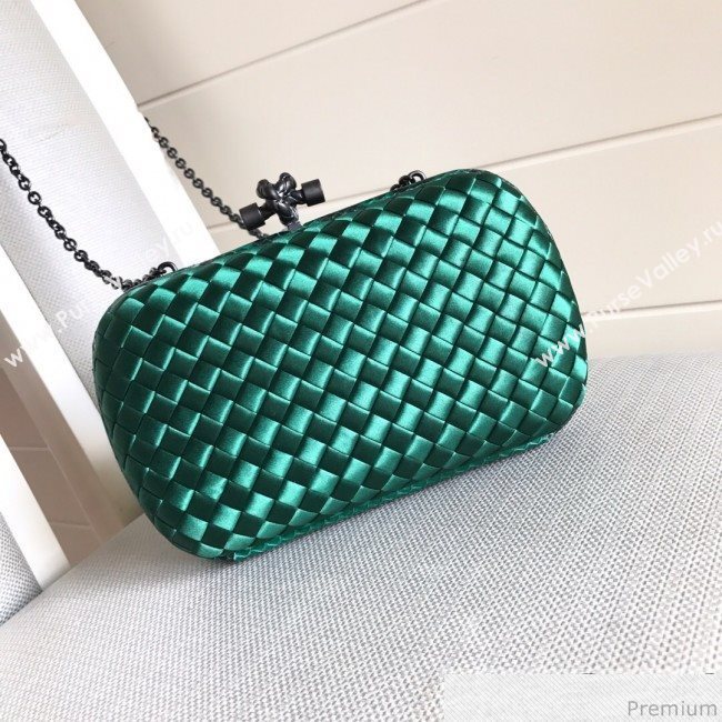 Bottega Veneta Silk Chain Knot Intreccio Impero Clutch Green 2019 (MISU-9032728)
