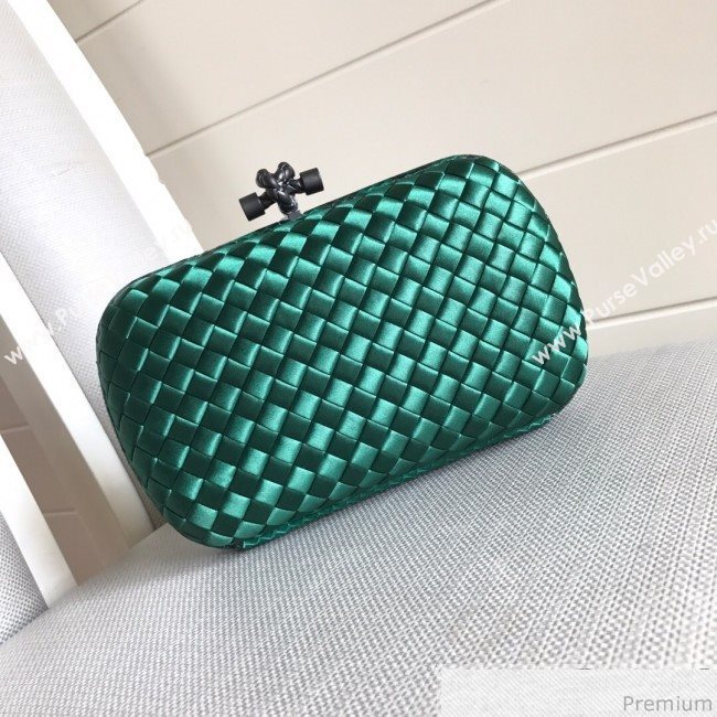 Bottega Veneta Silk Chain Knot Intreccio Impero Clutch Green 2019 (MISU-9032728)