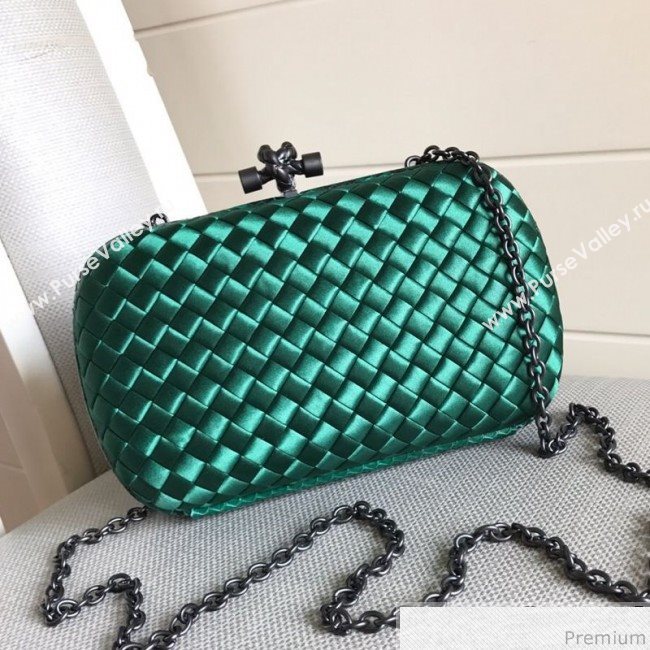 Bottega Veneta Silk Chain Knot Intreccio Impero Clutch Green 2019 (MISU-9032728)