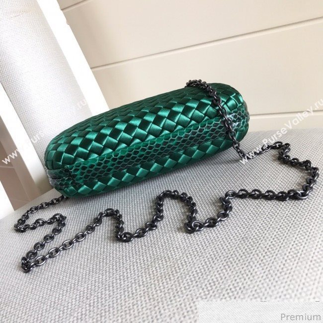 Bottega Veneta Silk Chain Knot Intreccio Impero Clutch Green 2019 (MISU-9032728)