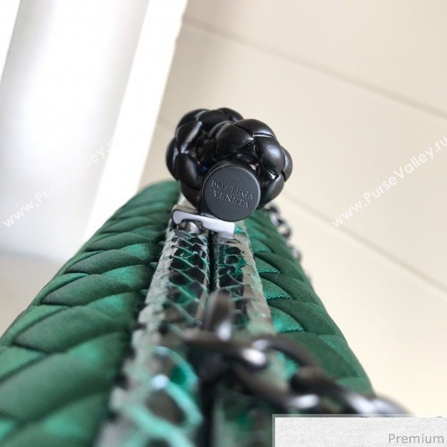Bottega Veneta Silk Chain Knot Intreccio Impero Clutch Green 2019 (MISU-9032728)