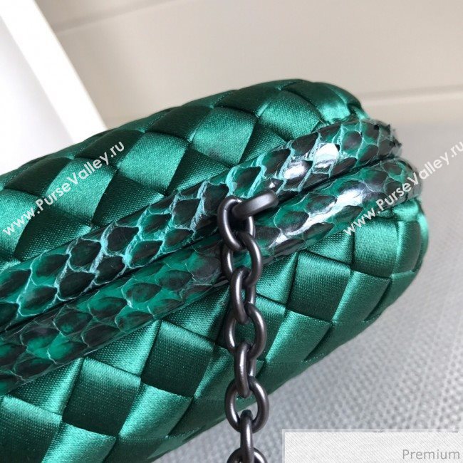 Bottega Veneta Silk Chain Knot Intreccio Impero Clutch Green 2019 (MISU-9032728)