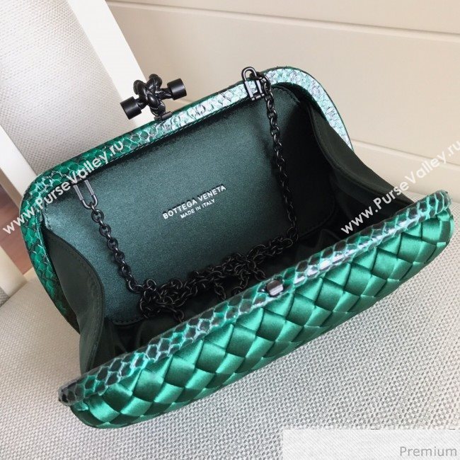 Bottega Veneta Silk Chain Knot Intreccio Impero Clutch Green 2019 (MISU-9032728)