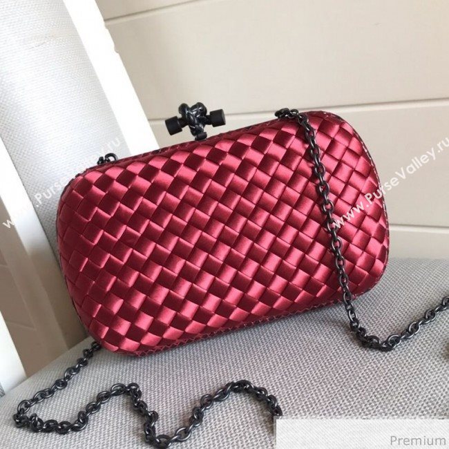 Bottega Veneta Silk Chain Knot Intreccio Impero Clutch Red 2019 (MISU-9032729)