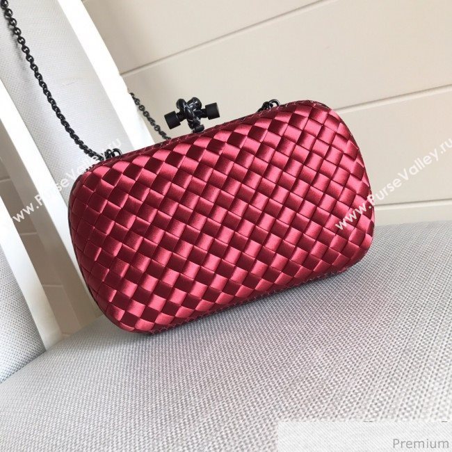 Bottega Veneta Silk Chain Knot Intreccio Impero Clutch Red 2019 (MISU-9032729)