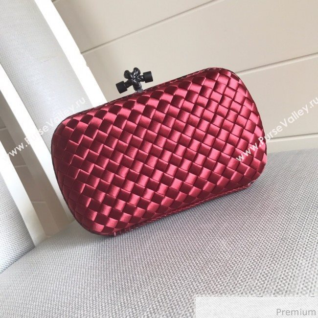 Bottega Veneta Silk Chain Knot Intreccio Impero Clutch Red 2019 (MISU-9032729)