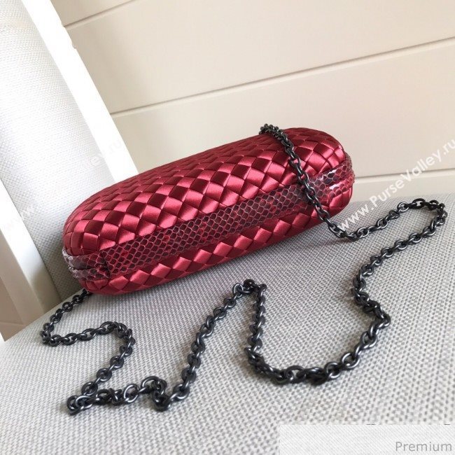 Bottega Veneta Silk Chain Knot Intreccio Impero Clutch Red 2019 (MISU-9032729)