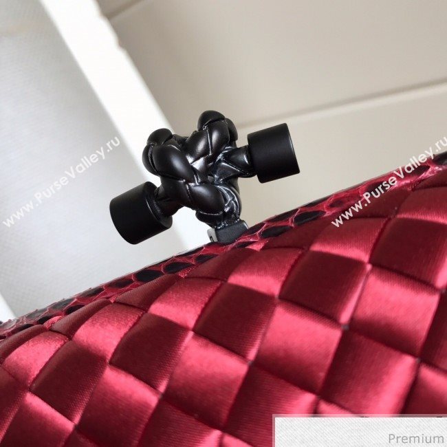 Bottega Veneta Silk Chain Knot Intreccio Impero Clutch Red 2019 (MISU-9032729)