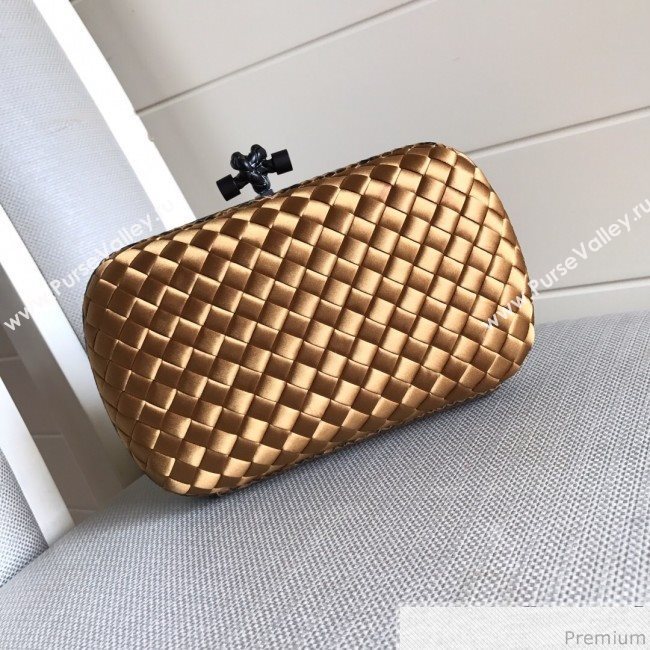Bottega Veneta Silk Chain Knot Intreccio Impero Clutch Gold 2019 (MISU-9032730)