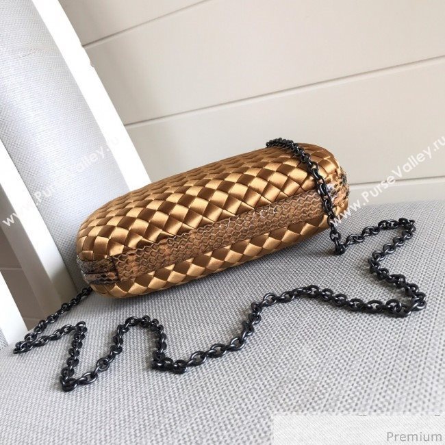 Bottega Veneta Silk Chain Knot Intreccio Impero Clutch Gold 2019 (MISU-9032730)