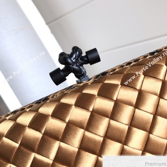 Bottega Veneta Silk Chain Knot Intreccio Impero Clutch Gold 2019 (MISU-9032730)