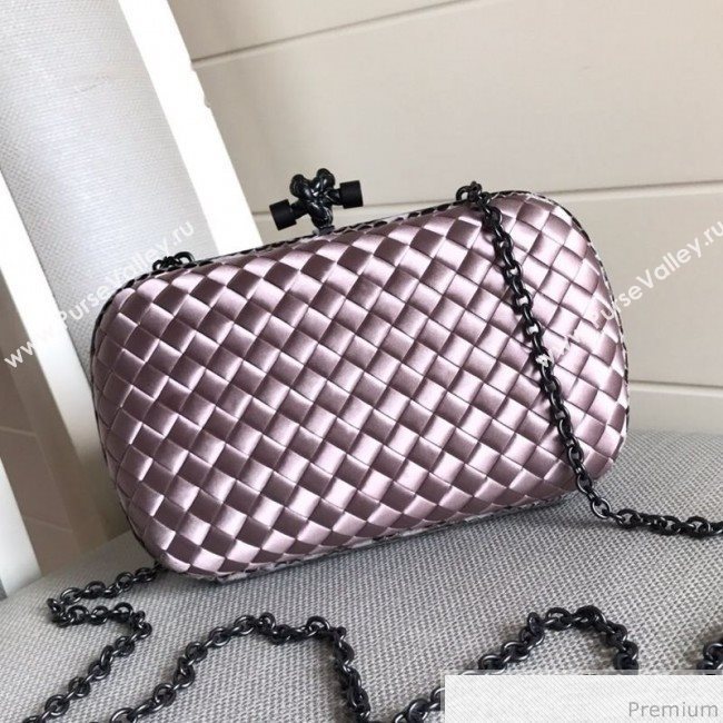 Bottega Veneta Silk Chain Knot Intreccio Impero Clutch Light Purple 2019 (MISU-9032731)