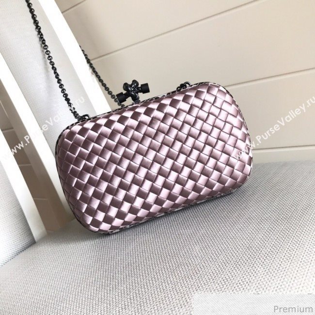 Bottega Veneta Silk Chain Knot Intreccio Impero Clutch Light Purple 2019 (MISU-9032731)
