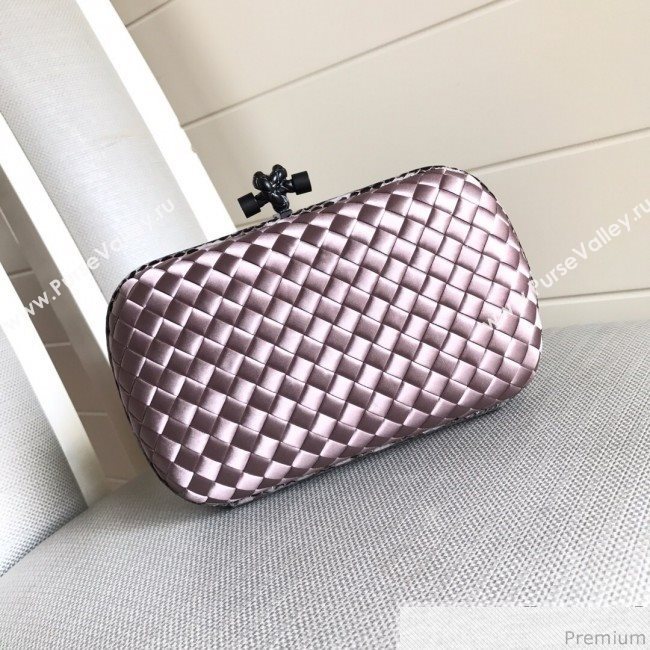 Bottega Veneta Silk Chain Knot Intreccio Impero Clutch Light Purple 2019 (MISU-9032731)