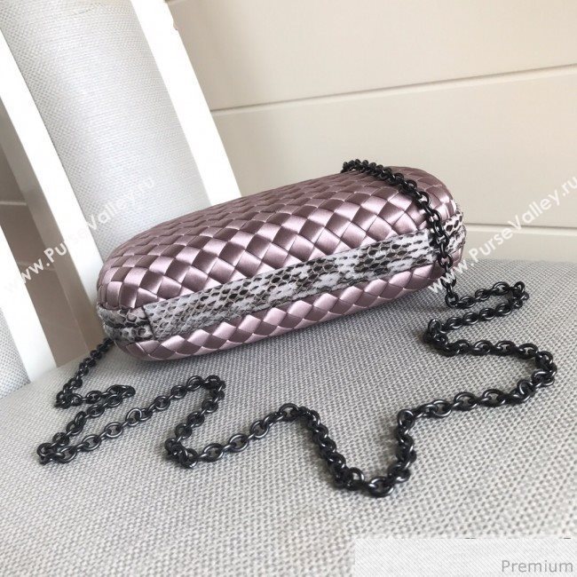 Bottega Veneta Silk Chain Knot Intreccio Impero Clutch Light Purple 2019 (MISU-9032731)